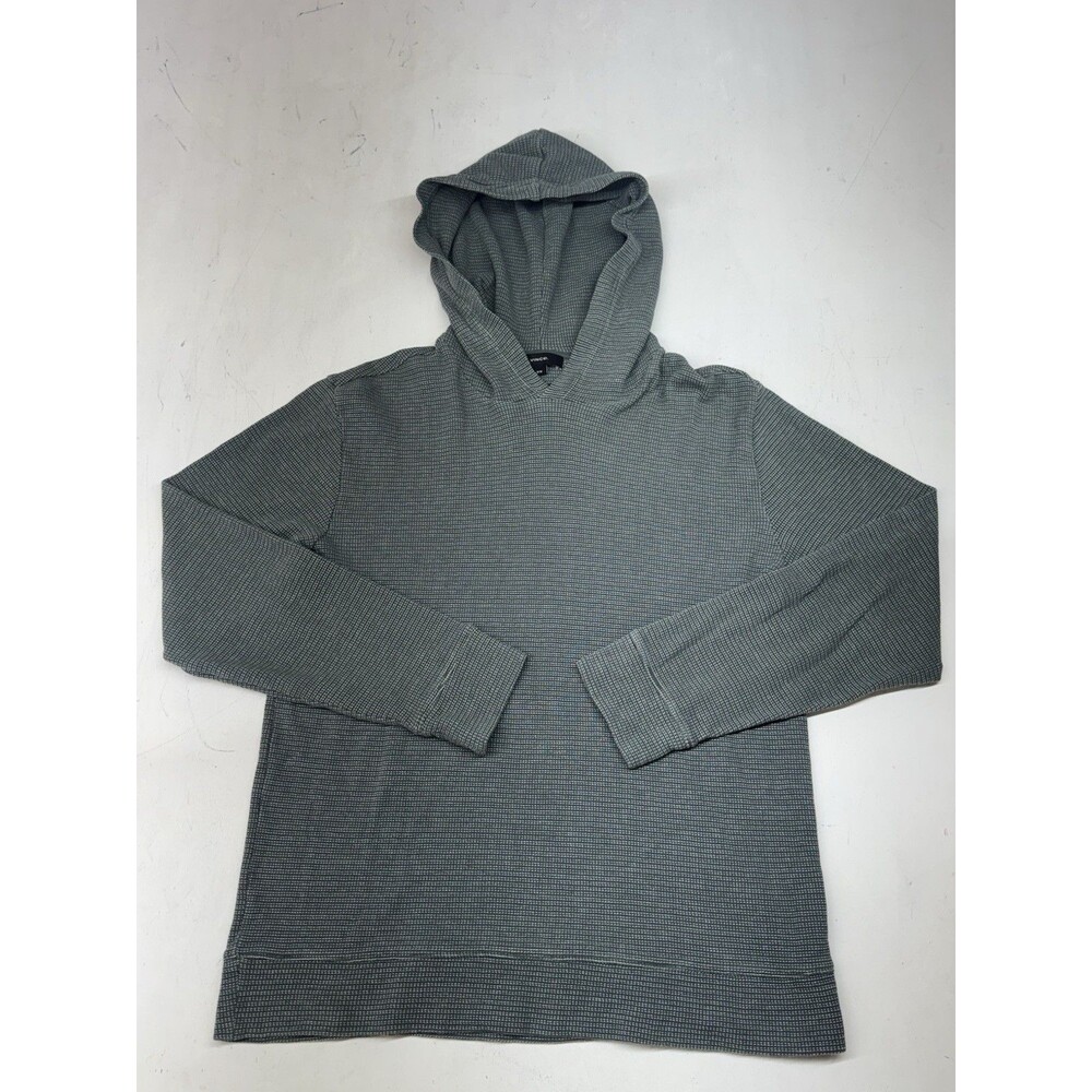 Vince Men's Size M Green 100% Pima Cotton Long Sleeve Textured Hooded Pullover